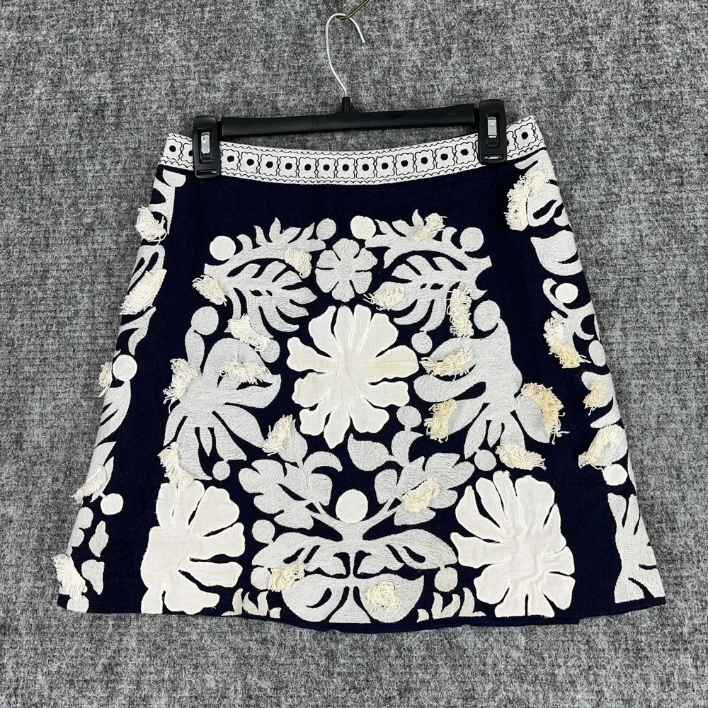 Maeve Skirt Womens Embroidered Mini Boho Chic Textured Cotton Anthropologie‎